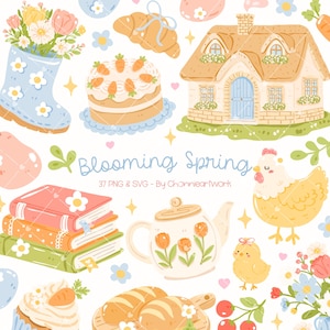 Vårstuga clipart, vårblomma, Cottagecore Garden, vårblomma, vårestetik, blomestetik, självkärlek png, ljuva årstider
