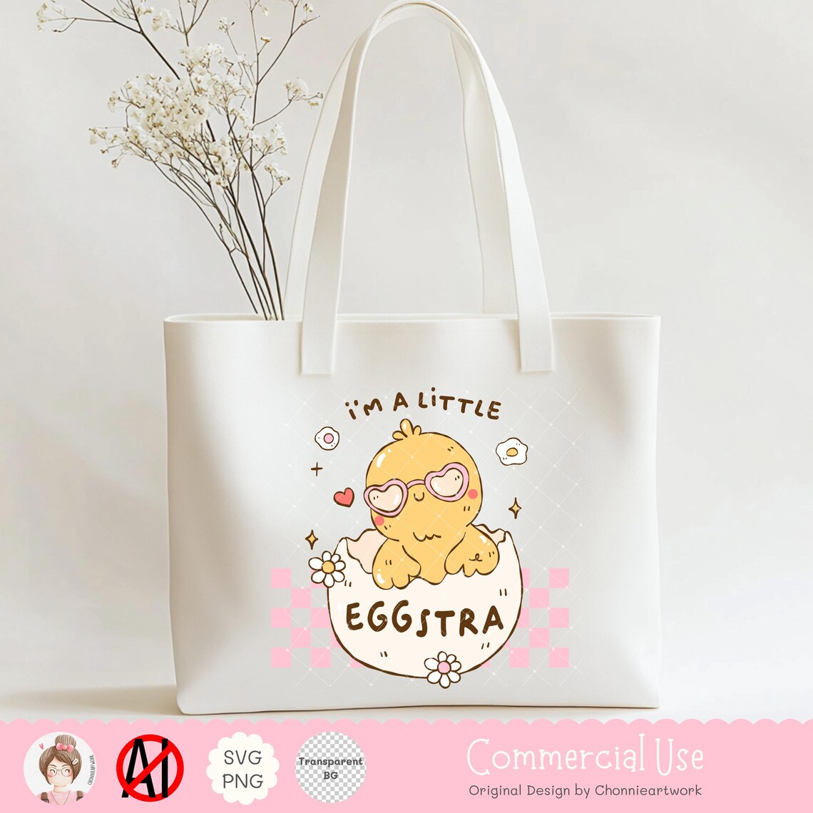 I’m a Little Eggstra SVG PNG EPS Funny Kawaii Chick Easter Cut File ...