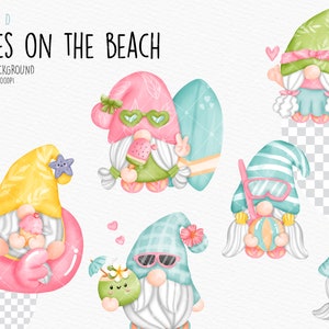 Summer Gnomes Clipart, Beach Gnomes PNG, Summer Gnomes Clipart Bundle, Summer Gnome Clipart, Fruit gnome Clipart image 3