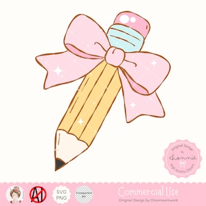 Coquette Pencil SVG PNG EPS Pencil Clipart Vector Sticker Planner Back To School Teacher Appreciation Gift Stationery Classroom Decor