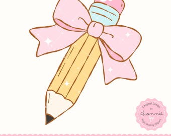 Coquette potlood SVG PNG EPS potlood clipart vector sticker planner terug naar school leraar waardering cadeau briefpapier klas decor