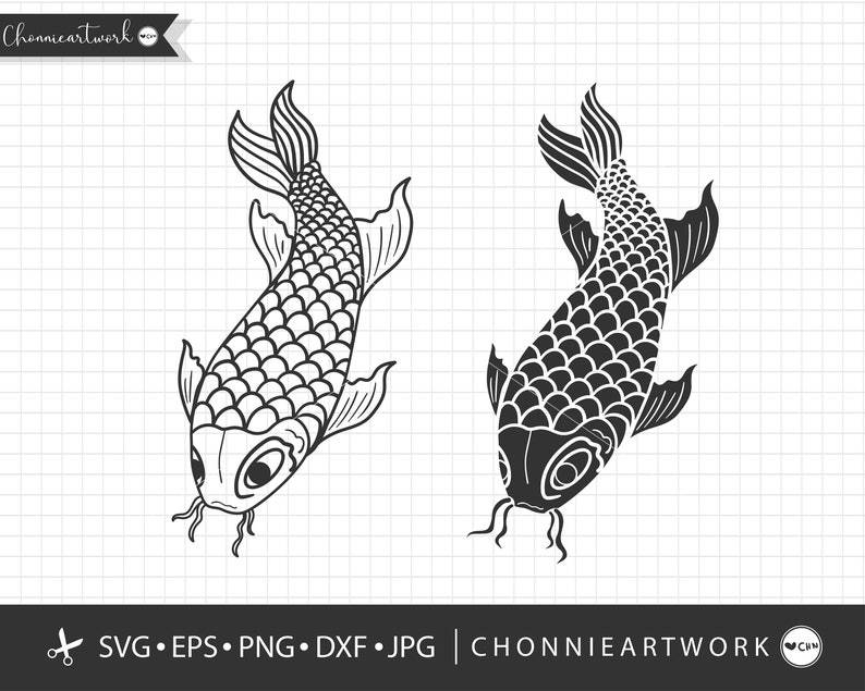 Download SVG Big Lucky Koi Fish Stencil Model template design print ...