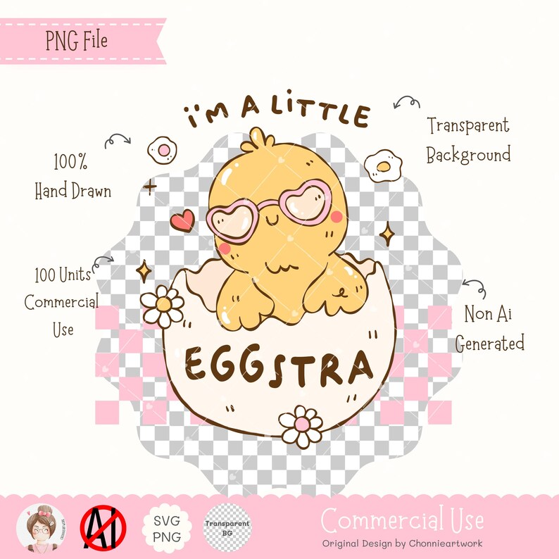 I’m a Little Eggstra SVG PNG EPS Funny Kawaii Chick Easter Cut File ...