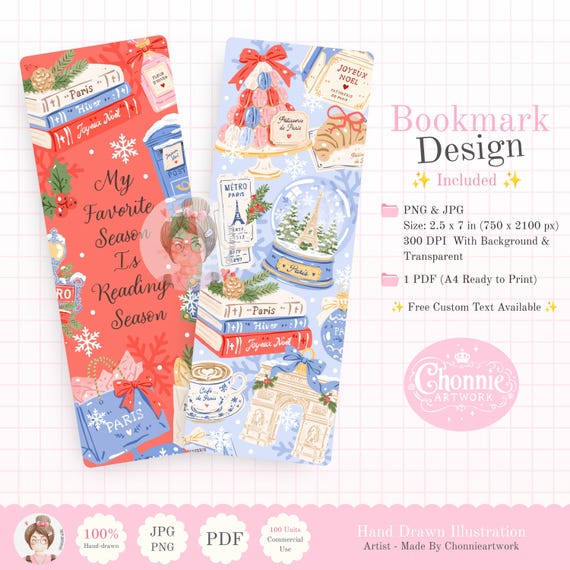 Christmas in Paris Bookmark Printable, Winter Reading Bookmark, Paris Christmas Book Lover Gift, Digital Bookmark, Paris Bookmark, France