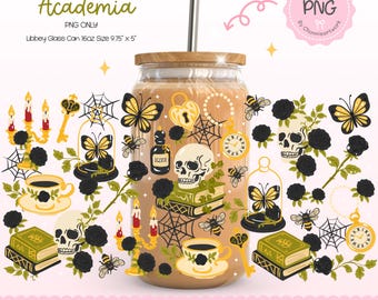 Dark Academia Glass Can Wrap, Halloween uvdtf Cup Wraps, Gifted Dark Academia Gothic, Halloween Can Cup Wraps, Halloween Aesthetic, Digital