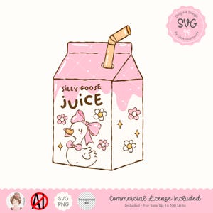 Suco de ganso bobo SVG PNG Sublimação Suco de ganso fofo Caixa de leite Meme de ganso engraçado Design de copo Vibrações de ganso bobo Camisetas Adesivos Canecas
