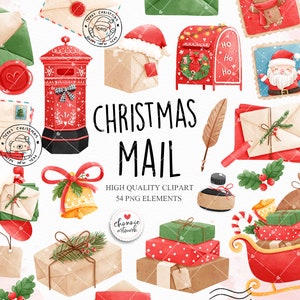 Clipart de correio de Natal, clipart de entrega de Natal, clipart de presente de Natal, clipart de Natal