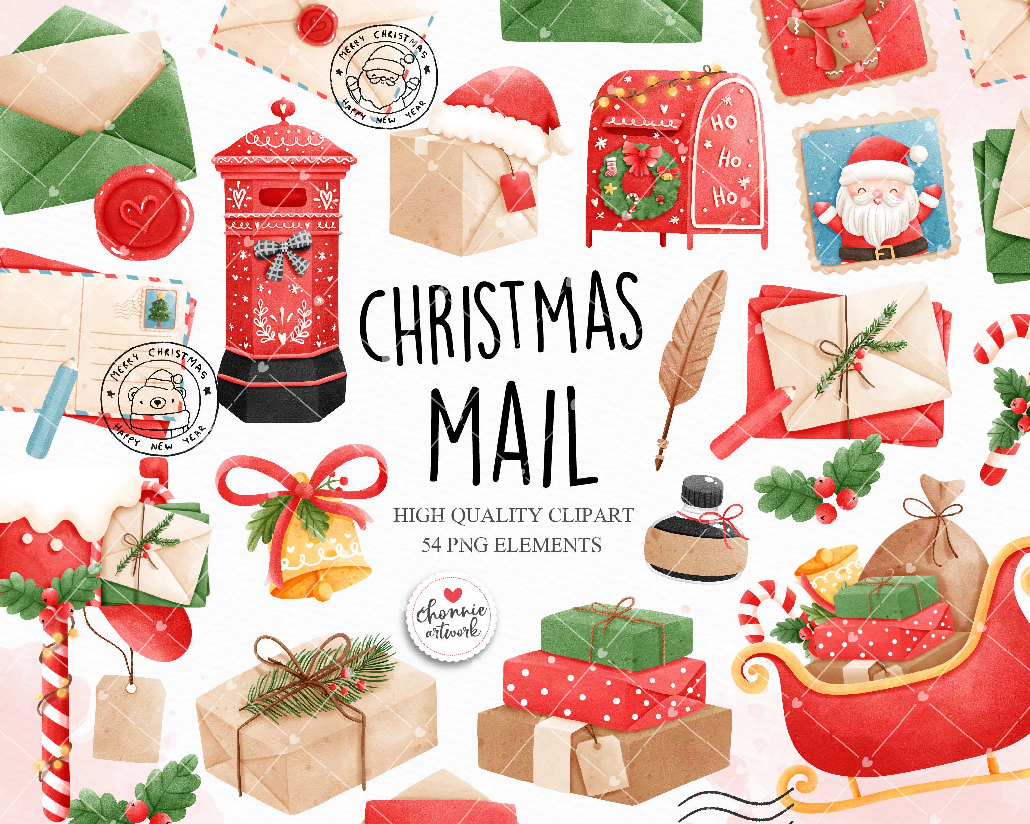 Christmas Mail Clipart Christmas Delivery Clipart Christmas - Etsy Australia