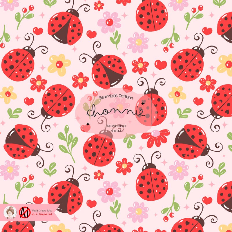 Ladybug Flower Wallpaper - Etsy UK