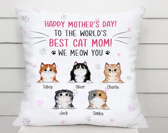 Cat Mom Gift Gift for Cat Lovers Kp13 Mother's day pillow Mother's day pillow Pet Cushion Cat Mom Custom name Pillow