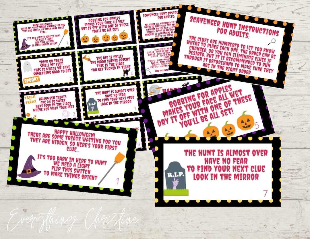 Halloween Scavenger Hunt Clues Printable