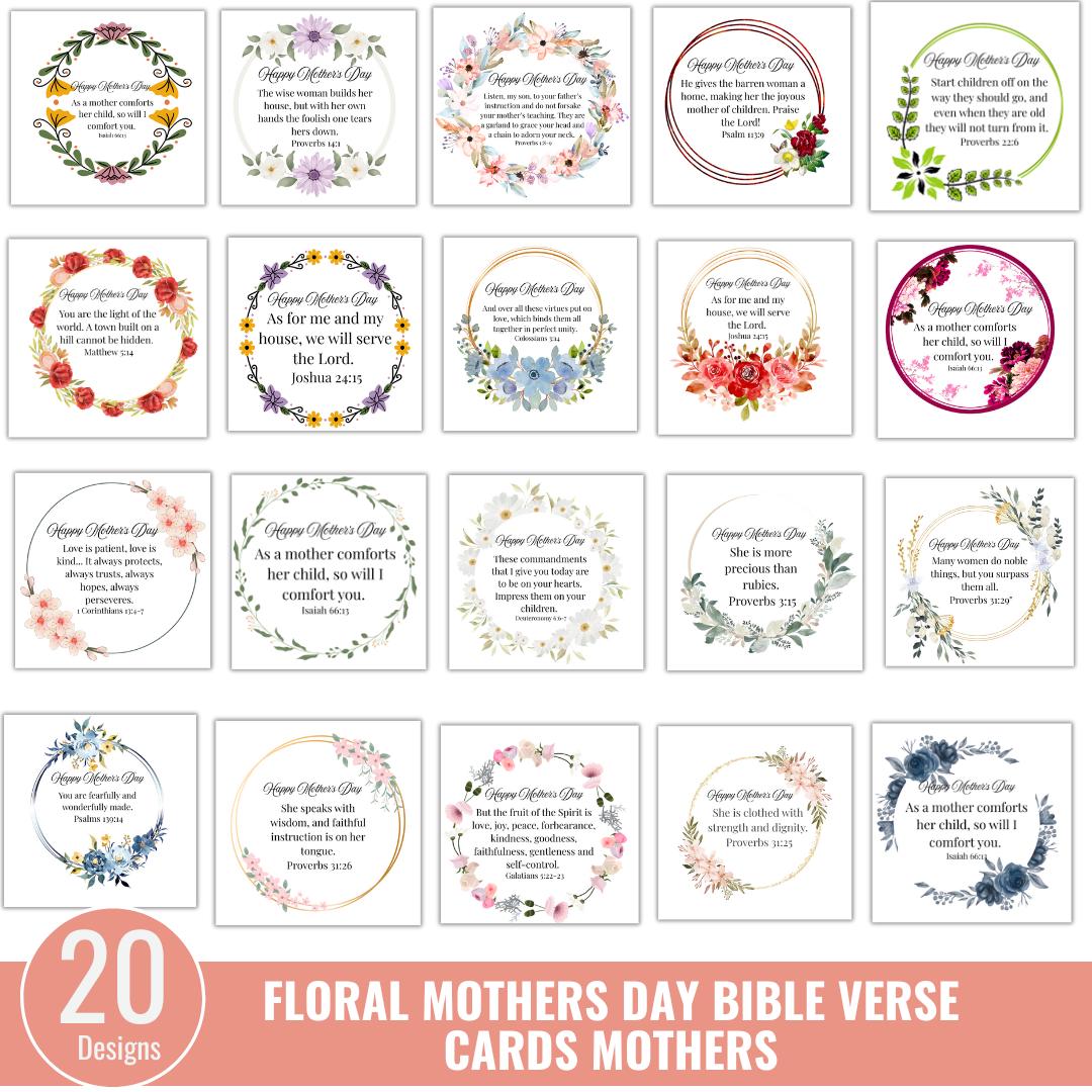 Mother's Day Bible Verse Cards, Scripture Cards, Memory Verse ...