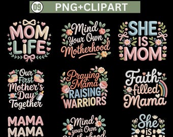 Mothers Day PNG Bundle Faux Yarn, Floral Mom Life Quotes ,First Mother's Day Sublimation, Coquette Bow Best Mom Ever