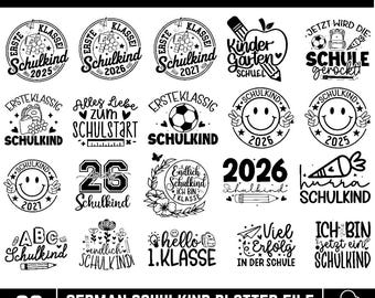 German plotter file school enrollment svg bundle,school start sayings,school start svg,schulkind 2026,German Schulkind svg,German school
