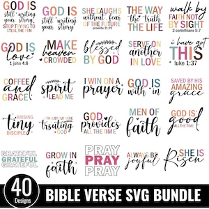 Paquete de versículos bíblicos SVG, Escritura SVG, Diseño de camisa de manga SVG, Dios SVG, Amor y fe SVG, Religioso SVG, Cristiano SVG, Citas motivacionales SVG