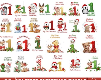 My First Christmas PNG Bundle, Baby’s First Ornament Winter PNG,  Baby’s 1st Xmas Clipart, Baby First Christmas PNG, Cute Holiday Design