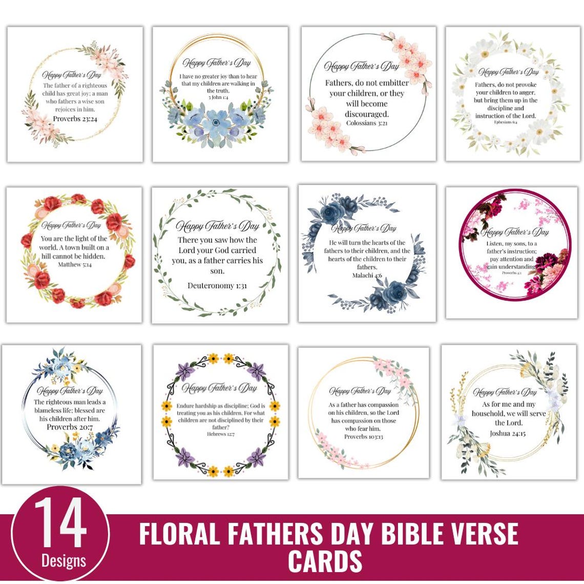 Father's Day Bible Verse Cards,scripture Cards,christian Father's Day ...