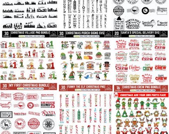 226+Christmas SVG Bundle, Ornaments,Tree Cut Files,Christmas Mega Bundle ,Christmas Porch Signs, Santa Delivery SVG, Elf PNG, Christmas Crew
