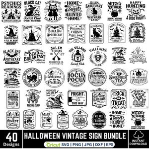 Halloween Vintage Sign SVG Bundle, Farmhouse Halloween Sign Svg, Spooky Svg, Ghost Svg, Halloween Welcome Svg, Svg for Cricut