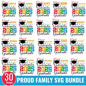 Fière famille des diplômés de la maternelle 2025 svg, fier diplômé famille Png, classe de 2025 svg, svg famille de remise des diplômes, l'obtention du diplôme de la maternelle