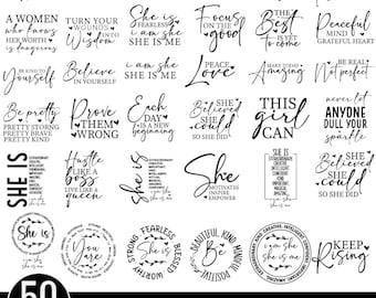 Woman Affirmation SVG Bundle, Positive Quotes, Girl Quotes Svg, Women Empowerment Svg, She Is Me Svg, Strong Woman Svg, Inspirational Svg