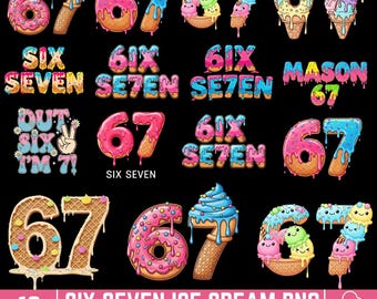 Six Seven Meme Bundle Png, Alpha Slang Ice Cream Drip Png, Funny Meme Png,67 Birthday Png,Sport 67,Six Seven Ice Cream Drip 67 Png