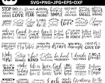 Motivational Svg Bundle, Positive Quote svg, Motivational Svg File, Affirmation svg, Cute Inspirational svg,Saying Svg, Png Files