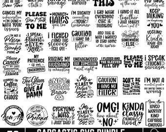50 Sarcastic SVG Bundle, Funny SVG bundle, Sarcastic Quotes Svg, Sassy Svg quotes shirts, Funny mom gift, Sarcasm Svg Bundle