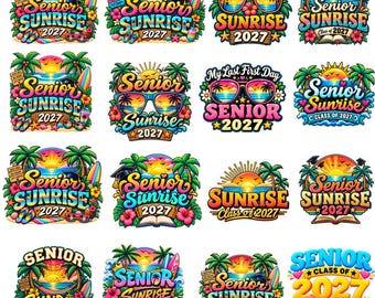 Senior Sunrise 2027 PNG Bundle,Senior Year Shirt Design,Senior Graduation Gift,Senior is 2027, Retro Senior Class of 2027,School Sublimation