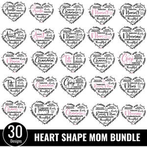 mega Herzform Mom SVG Bundle, Herzform Oma svg, Muttertagsgeschenk svg, Mom Shirt svg, Herz svg, Mutter svg, Oma svg, Familie svg