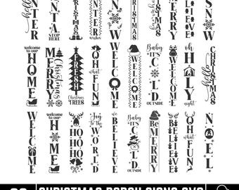Christmas Porch Signs SVG Bundle, Winter Porch Sign SVG, Vertical Christmas Porch Sign SVG, Holiday Front Porch Decor, Porch Leaner Svg