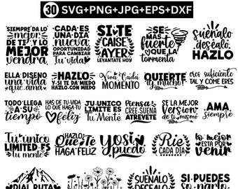 Spanish Sayings SVG Bundle, Frases Motivadoras Svg, Frases religiosas svg, Frases cristianas svg, Frases biblicas svg, Inspirational Frases