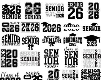 Senior 2026 Svg Bundle, Graduation Class of 2026 Designs, Senior 2026 Shirt Svg,Class of 2026 Svg,Senior Coquette Bow svg,High school svg