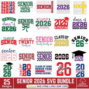 Senior 2026 Svg bundle,Class of 2026 Svg,Senior Coquette Bow svg,Graduation 2026 SVG,High School Svg, Senior 2026 Shirt Svg
