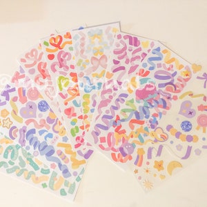 Set of 2 Polco Confetti Ribbons Decoration Korean Stationary Stickers Grab bag + 4 Memos