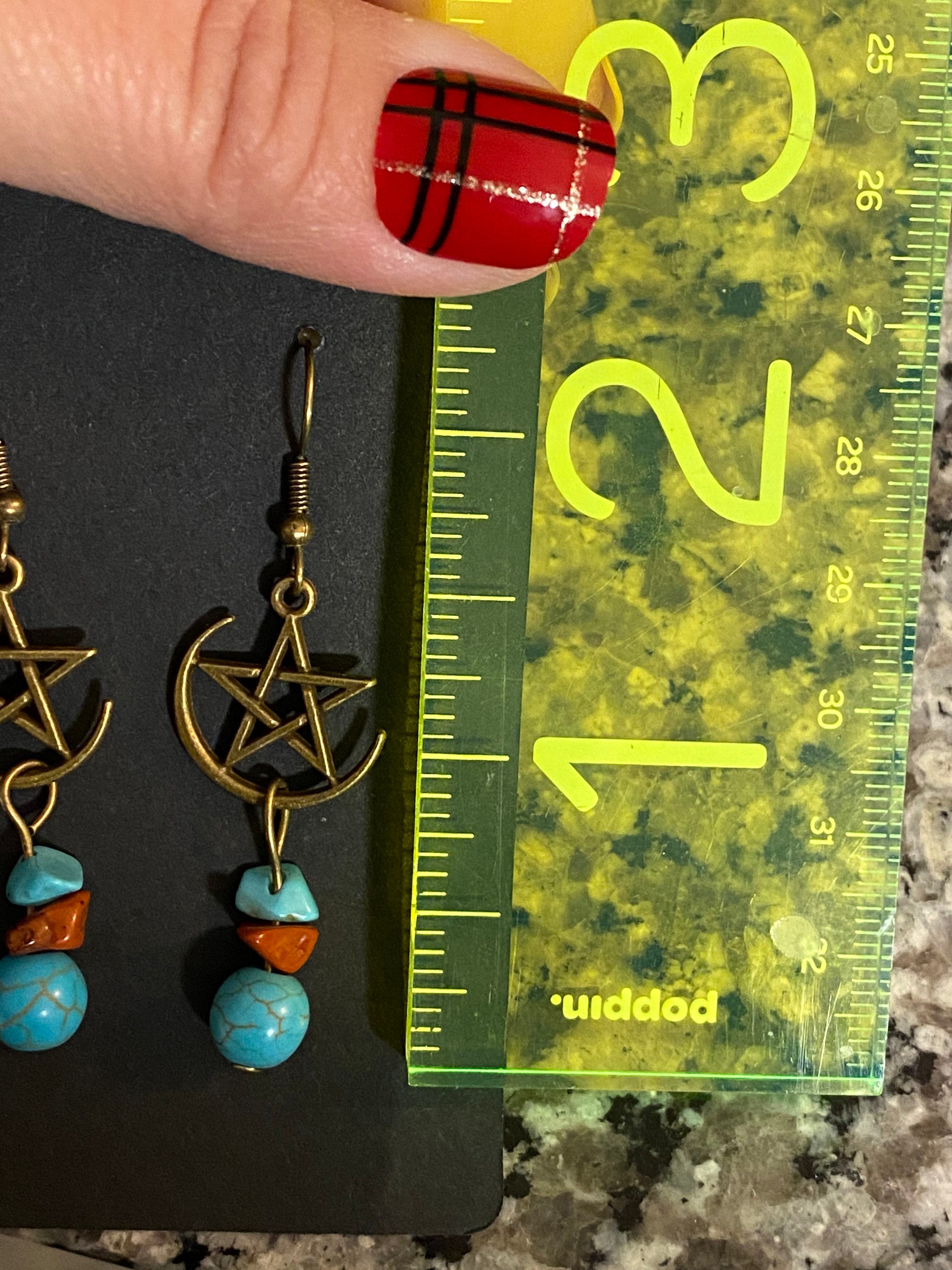 Crescent Moon Pentagram Earring - Etsy Crescent Moon Pentagram Earring - Etsy