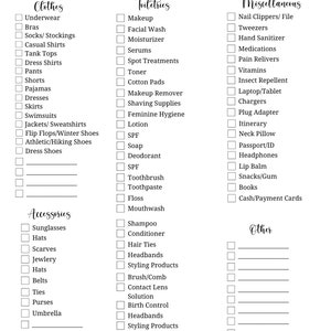 Ultimate Travel Checklist Editable Travel Checklist Printable Vacation ...