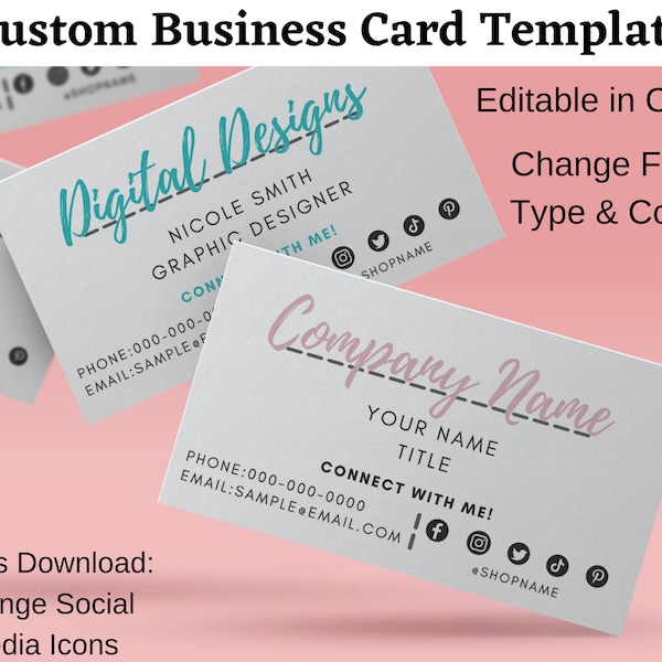 Editable Business Card | Canva Business Card Template | Simple Business Card | Custom Business Card