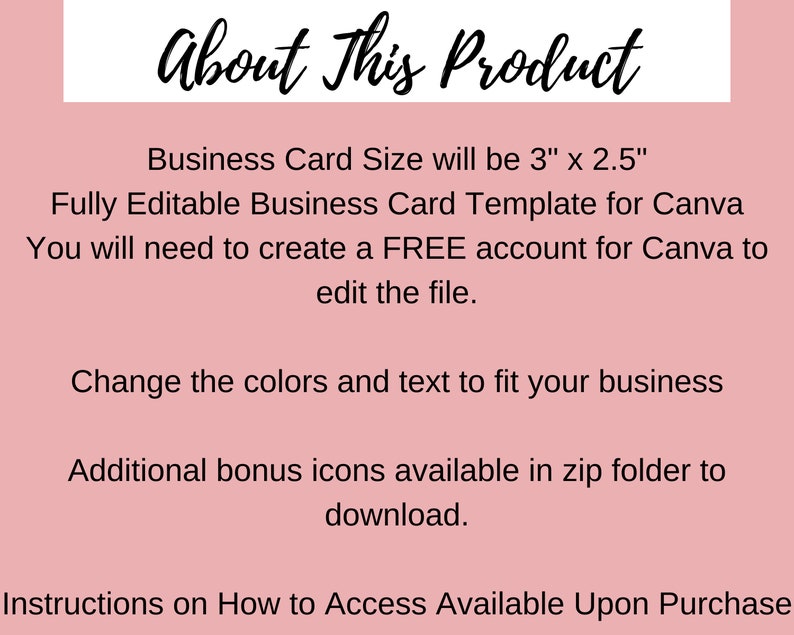 Editable Business Card Canva Business Card Template Simple Business Card Custom Business Card Etsy