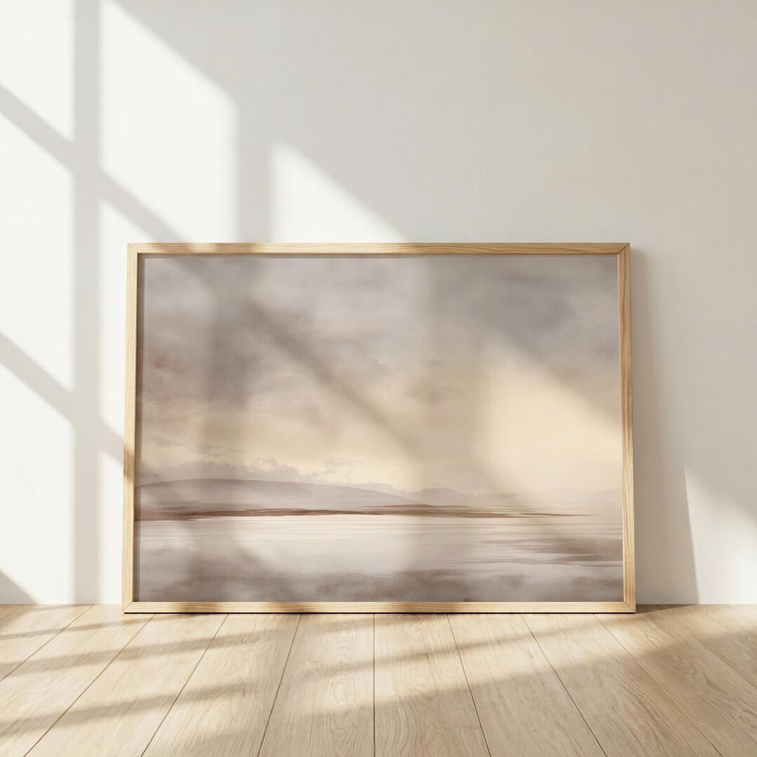 Minimalist Abstract Coastal Landscape Neutral Beige Seascape Wall Art ...