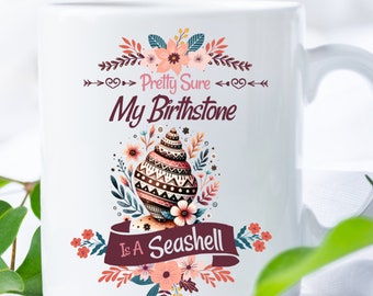 Mug pierre de naissance coquillage : cadeau pour amoureux de la plage