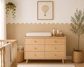 Scalloped Half Wall Panel Decal –  PVC-Free Fabric Wall Decor