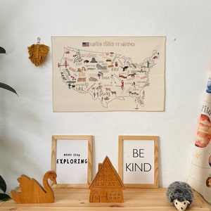Kleine VS Kaart Tapijt Biologische Katoen Stof Tapijt Kinderkamer Wandtapijt Amerika Wandtapijt Kinderkamer Muur Opknoping Kwekerij Kinderkamer Decor