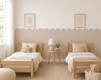 Scalloped Half Wall Panel Decal –  PVC-Free Fabric Wall Decor