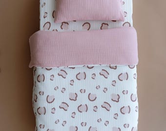 Pink Leopard Muslin Bedding Set: Custom Sizes