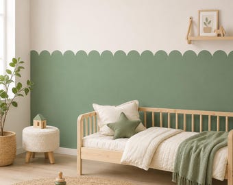 Scalloped Half Wall Panel Decal –  PVC-Free Fabric Wall Decor