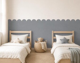 Scalloped Half Wall Panel Decal –  PVC-Free Fabric Wall Decor