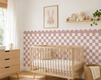 Scalloped Half Wall Panel Decal –  PVC-Free Fabric Wall Decor