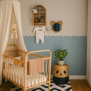 Soft Pastel Scallop Wall Border • Peel & Stick Nursery Decal • Kids Room Decor