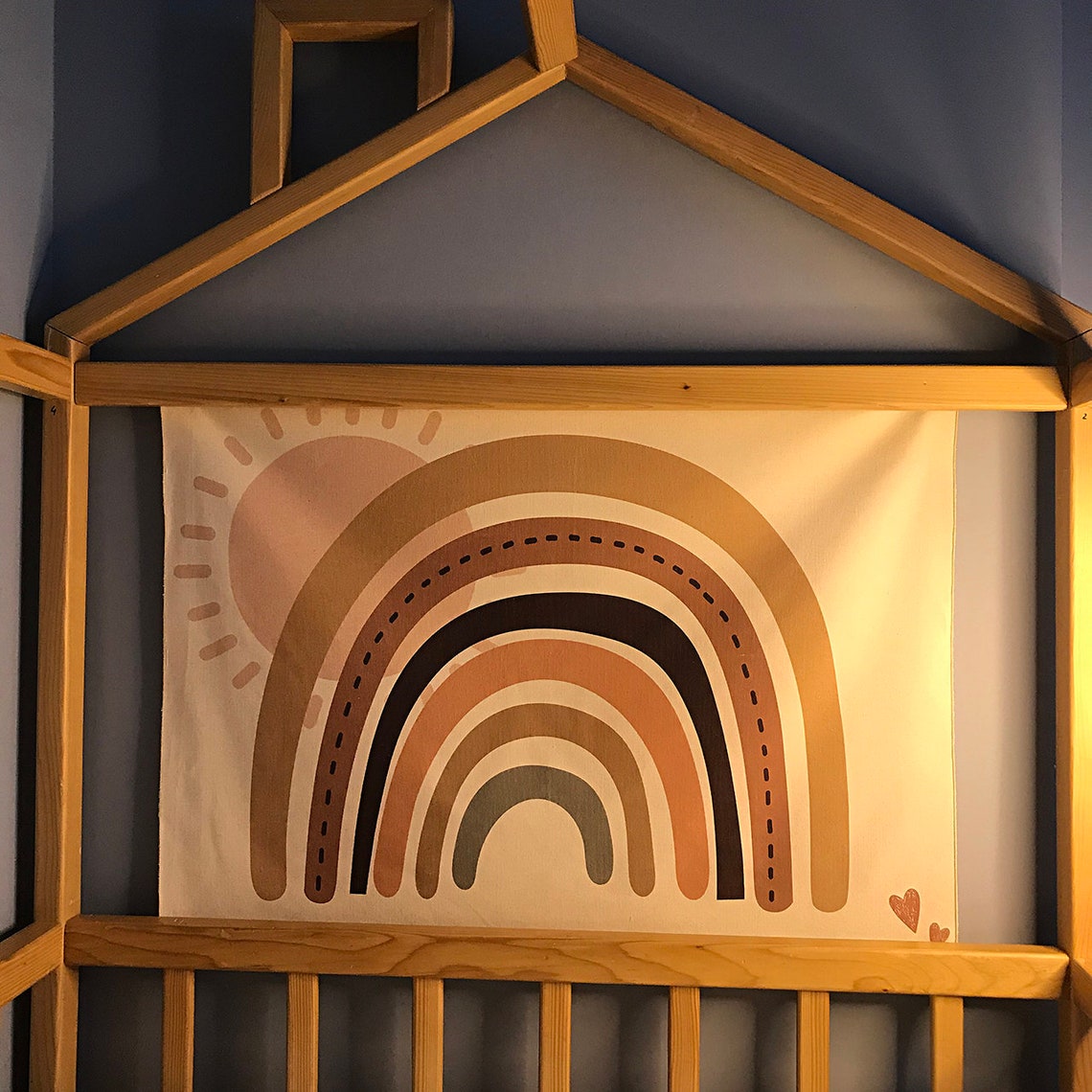 Rainbow Tapestry Organic Cotton Fabric Tapestry Kid Room Etsy